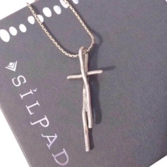 Silpada Vintage RARE Sterling Silver Twisted Cross Necklace - Picture 2 of 10